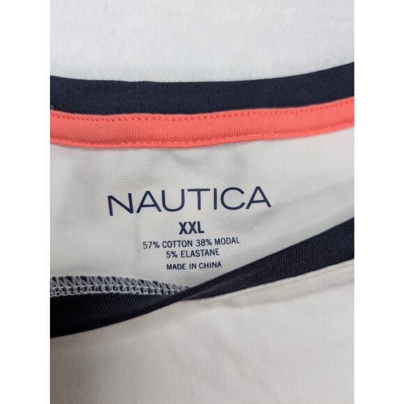 Nautica Mens Long Sleeve Shirt XXL White Stripe Tencel Stretch NWT - Picture 2 of 8